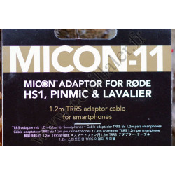 Câble rallonge microphone Rode Micon-11 - Audio Micon vers prise Minijack 3.5mm TRRS - pour smartphones, PinMic ou HS1