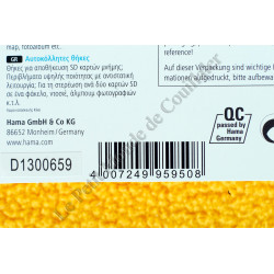 Pochette autocollante Hama 95950 - Pack 5 Rangement pour deux cartes-mémoires adhésif