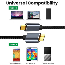 USB cable Type-C to Micro-B for external disk - High speed 5Gbps - 50cm