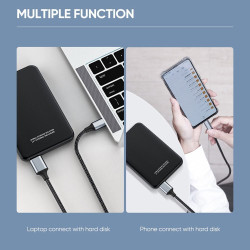 USB cable Type-C to Micro-B for external disk - High speed 5Gbps - 50cm