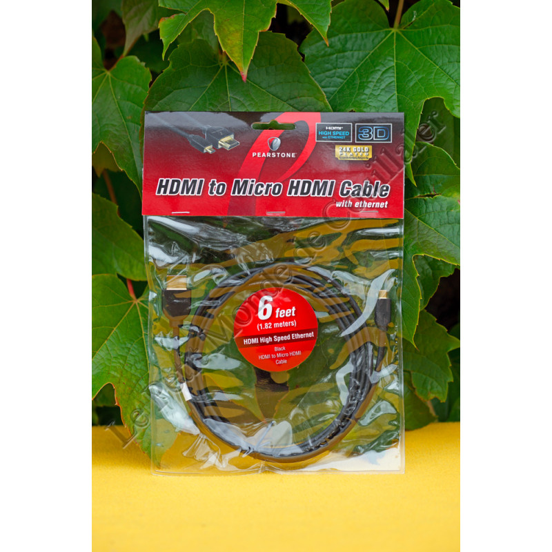 Câble Pearstone HDD-106 - HDMI vers Micro-HDMI - 1.8m - Ethernet - 3D 4K
