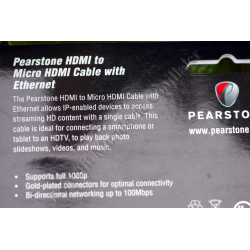 Câble Pearstone HDD-106 - HDMI vers Micro-HDMI - 1.8m - Ethernet - 3D 4K