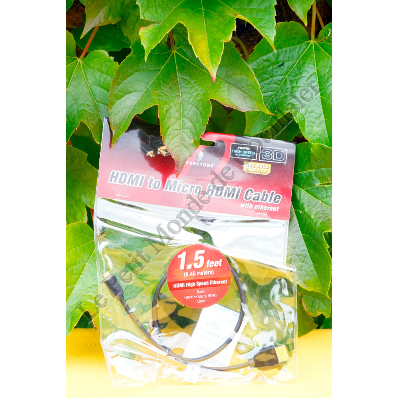 HDMI to Micro-HDMI Cable Pearstone HDD-1015 - 50cm - Ethernet - 3D 4K