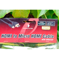 HDMI to Micro-HDMI Cable Pearstone HDD-1015 - 50cm - Ethernet - 3D 4K