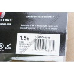 HDMI to Micro-HDMI Cable Pearstone HDD-1015 - 50cm - Ethernet - 3D 4K