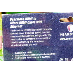 HDMI to Micro-HDMI Cable Pearstone HDD-103 - 1m - Ethernet - 3D 4K