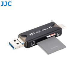 Lecteur de carte-mémoire JJC CR-UTC3 - USB 3.0 - SD, MMC et MicroSD SDHC/SDXC - Smartphone, Tablette