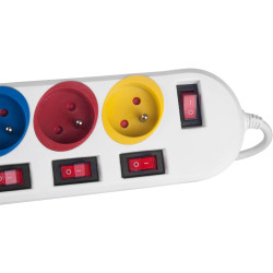 Bloc multiprises avec interrupteurs MacLean MCE204MW - Câble 1.5m - blanc