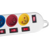 Bloc multiprises avec interrupteurs MacLean MCE204MW - Câble 1.5m - blanc