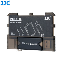 Rangement et lecteur de cartes-mémoire JJC MCH-STK6GR - Boîte rigide - USB 3.0 - Type-C - Micro-USB 2.0