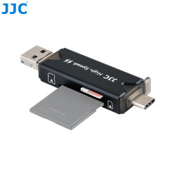 Rangement et lecteur de cartes-mémoire JJC MCH-STK6GR - Boîte rigide - USB 3.0 - Type-C - Micro-USB 2.0