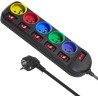 Bloc multiprises avec interrupteurs MacLean MCE204M - Câble 1.5m - noir