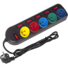 Bloc multiprises avec interrupteurs MacLean MCE204M - Câble 1.5m - noir