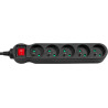 MacLean MCE184 multi-socket blocks with switch - 3m cable - black