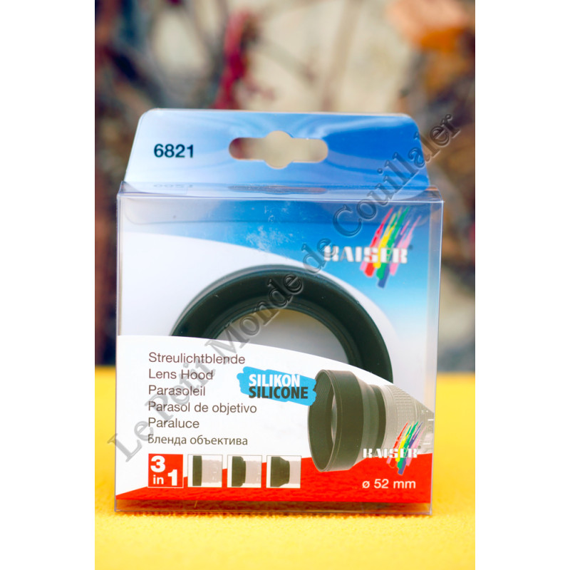 Lens hood 3-in-1 Kaiser 6821 - 52mm - Flexible and Retractable - Wide-Angle or Telephoto