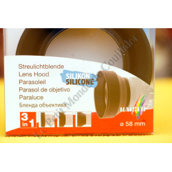 Pare-soleil 3-en-1 Kaiser 6823 - 58mm - Souple et Rétractable - Grand-angle ou téléobjectif