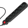 MacLean MCE225 multi-socket blocks with switch - 1.5m cable - black