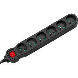 MacLean MCE225 multi-socket blocks with switch - 1.5m cable - black