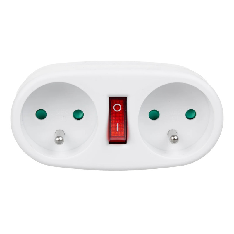 MacLean MCE337E multi-socket blocks with switch - 2 plugs - White