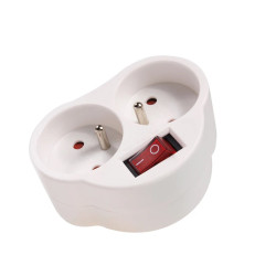 MacLean MCE31 multi-socket blocks with switch - 2 plugs - White