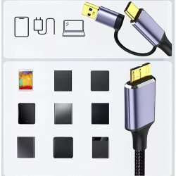 Câble USB Type-A ou Type-C vers Micro-B pour disque dur externe - 5Gbps - 50cm