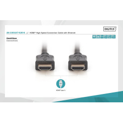 Câble HDMI 4K Digitus AK-330107-020-S - HD High Speed Ethernet - 2m - 60Hz - 3D