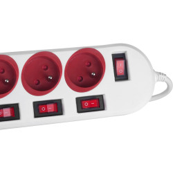 MacLean MCE204RW multi-socket block with individual switches - 1.5m cable - white