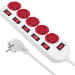 MacLean MCE204RW multi-socket block with individual switches - 1.5m cable - white