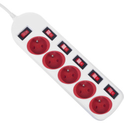 MacLean MCE204RW multi-socket block with individual switches - 1.5m cable - white