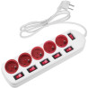 MacLean MCE204RW multi-socket block with individual switches - 1.5m cable - white