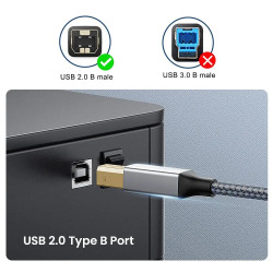 Câble d'imprimante USB-B vers USB-C - 480Mbps USB 2.0 - Connecteur métal mâle