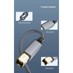 Câble d'imprimante USB-B vers USB-A - 480Mbps USB 2.0 - Connecteur métal mâle