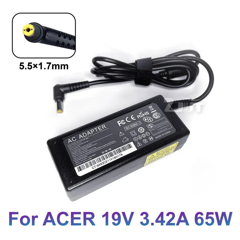 Chargeur adaptateur secteur pour ordinateur portable ACER - 19V 3.42A 65W - Connecteur 5.5x1.7mm