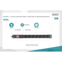 DIGITUS DN-95407 1U Rackmount Power Strip - 7-way 16A Switches