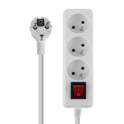 Lindy 73124 3-socket FR power strip with switch - 1.40m cable