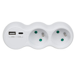 Maclean MCE339 2-socket power strip - USB-A and USB-C charging