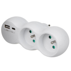 Multiprise 2 prises Maclean MCE339 - charge USB-A et USB-C