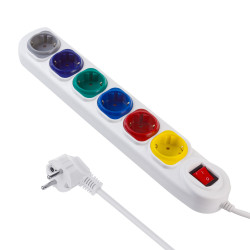 Multiprise Maclean MCE509W - 6 prises - Interrupteur - Blanche