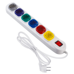 Multiprise Maclean MCE509W - 6 prises - Interrupteur - Blanche
