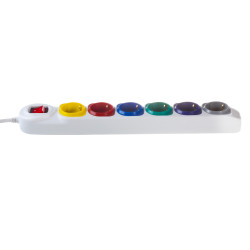 Multiprise Maclean MCE509W - 6 prises - Interrupteur - Blanche