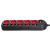 Bloc multiprises avec interrupteurs individuels MacLean MCE204 - 1.5m noir