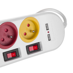 Bloc multiprises interrupteurs individuels MacLean MCE229W – 4 prises + 2 USB-A