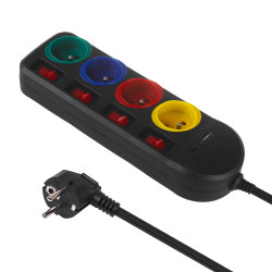 Bloc multiprises interrupteurs individuels MacLean MCE508B 4 prises USB-A USB-C