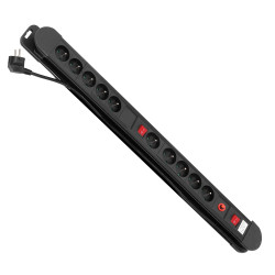 Multiprise Maclean MCE10 – 10 prises • 1,5 m • 2 interrupteurs