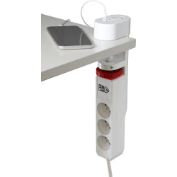 Multiprise bureau Onlan Gaming 3 prises + 2 USB-A + 1 USB-C avec pince