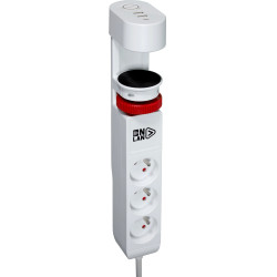 Onlan Gaming 3-outlet desktop power strip + 2 USB-A + 1 USB-C with clamp