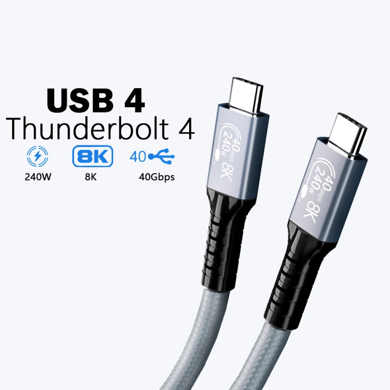USB4 40Gbps 8K 240W Thunderbolt 4 USB-C Cable – Data Transfer, Fast Charging USB4 40Gbps 8K 240W Thunderbolt 4 USB-C Cable – Data Transfer, Fast Charging