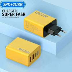 Chargeur USB‑C - 120W – 4 ports – Charge rapide universelle