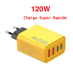 Chargeur USB‑C - 120W – 4 ports – Charge rapide universelle